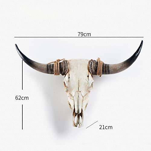 Ｋｌｋｃｍｓ Animals Heads Wall Decor Figurine Hanging Artificial Long Horn Cow Skull Wall Sculpture For Cabinet Fireplace Farmhouse Gallery Housewarming, Brown Horn #TOP5