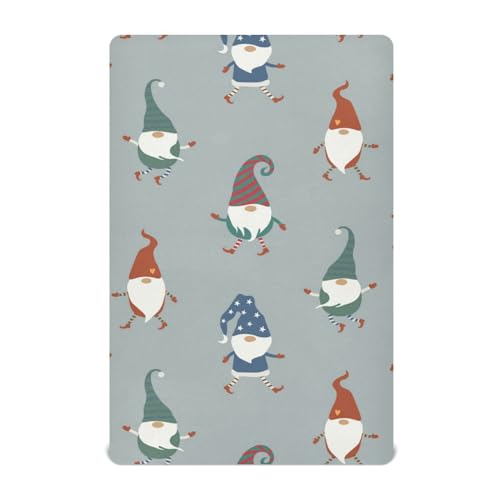 Moudou Christmas Gnome Playard Sheet for Boy Girls, Soft Breathable Fitted Toddler Sheet for Standard Playard Bed Mattress, 39 x 27 x 5 Inch