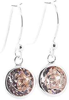 pewterhooter® Women's Silver Collection - Drop Earrings  925 Sterling Silver with sparkling Silk Crystal  Gift Box