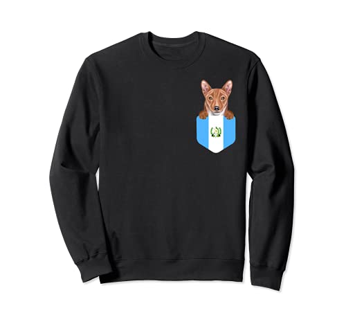 Guatemala Flag Basenji Dog In Pocket Sweatshirt, Black
