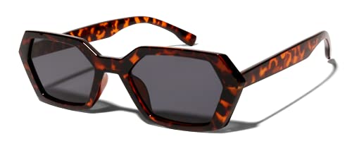 ShadyVEU Slim Thick Frame Geometric Hex Modern Fashion Chic Designer Frame Womens Sunglasses