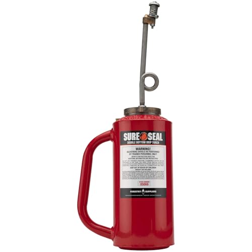 Forestry Suppliers Sure-Seal Red OSHA Double-Bottom Drip Torch | Heavy Duty 15 Gauge Aluminum Canister | Big Mouth for Easy Filling | Fuel Trap & Check Valve for Protection | Oil Proof Gaskets
