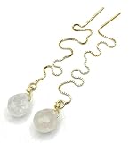 Pendientes Largos de Cuarzo Rosa Trasparente, Plata 925, Joyas Artesanales de Piedras Naturales, Regalo para Mujer