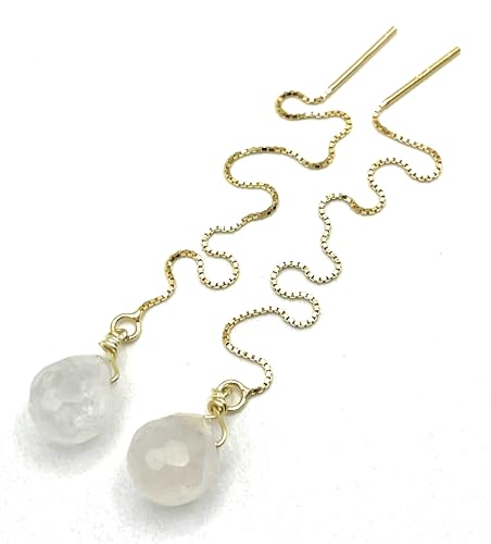 Boucles d'oreilles quartz rose vermeil bijoux pierres de gemmes