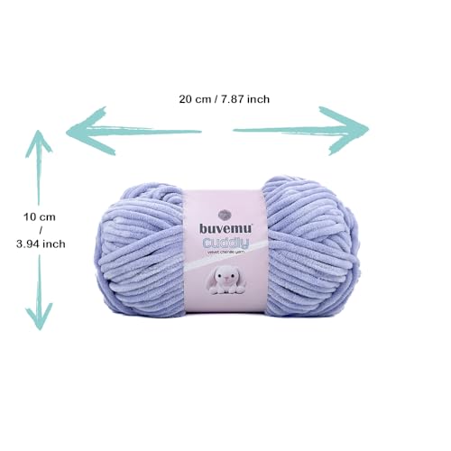 Image of Cuddly Velvet Chenille Yarn, Super Soft Fluffy Bulky for Knitting Crocheting Crafting Blanket Amigurumi, Durable for Shedding, 100 Gram (3.53 Ounces) 109 Yards (100 Meters) (Lavender)