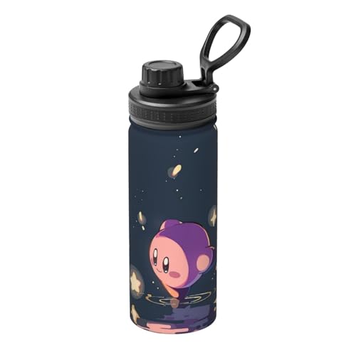 星のカービィ 魔法瓶 水筒 スポーツウォーターカップ スポーツボトル 直飲み ステンレス マグ ボトル 大容量 ポータブル こぼれ防止 持ち手付き 真空断熱 持ち運びが簡単 保温保冷 アウトドア 登山 自転車 遠足 男女兼用 18oz