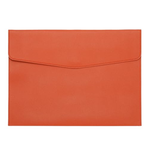 Dossier en cuir PU A4 PATIKIL orange avec fermeture à pression pour documents