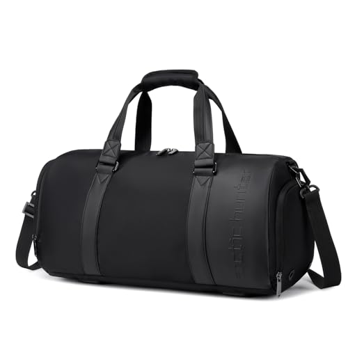 Image of Arctic Hunter Duffle Bag for Travel Gym Nylon 30L Office Hand Bag for Men Women Multiple-Pocket Nylon Water-Repellent Sports Duffel Bag with Shoes Compartment & Detachable Shoulder Strap (Black)