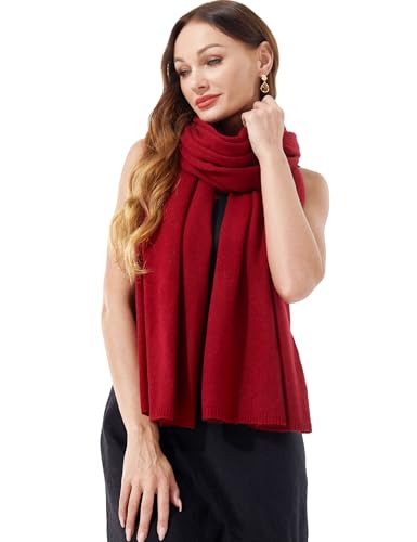 VIKIDEER 100% Cashmere Scarf Knitted Wrap Shawl Extra Large Long Scarf Stole for Women Wayfarer Travel 87"x28"3
