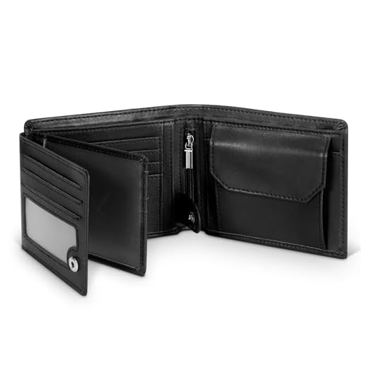 TEEHON Cartera para Hombre Slim Microfibra con Bloqueo RFID, Cartera Hombre Ranuras para 13 Tarjetas de Crédito, Ventana para ID y Foto, Bolsillo para Monedas, Compartimentos para Billetes - Negro