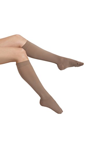 MAXAR Unisex Air Flight Travel Dress Compression Support Socks for Men and Women, Nurses, Blood Circulation Stockings â€“ Prevents Swelling, Pain, Tiredness, Edema, 12-15 mmHg, H-170 Large Beige