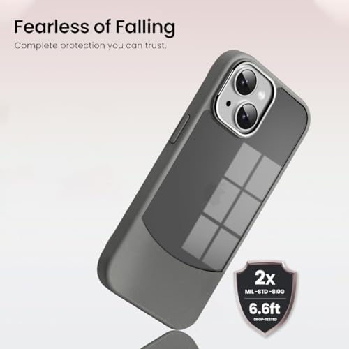 Image of KARWAN️Fusion Edge Leather Transparent Mobile Back Case | Slim Fit | Anti-Fingerprint| Scratch-Resistant | Premium Grip | Shockproof case | Back Cover foriPhone 15 - Grey