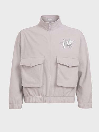 Image of The Indian Garage Co Men Relaxed Fit Long Sleeves Cutaway Collar Graphic Jacket