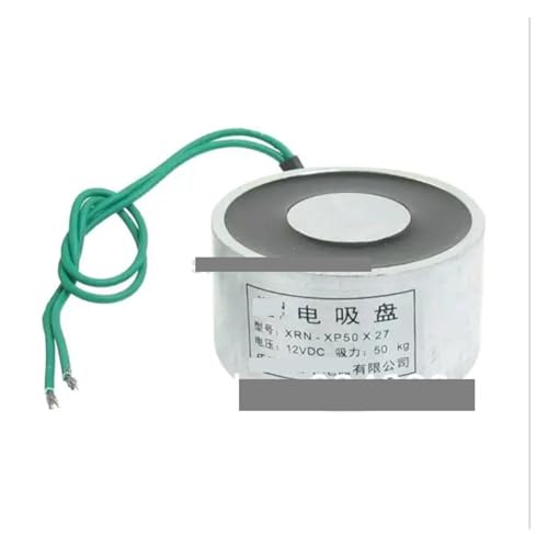KOKYLEZN DC 12V 24V 50Kg 500N 110LB Lift Holding Sucked Type Disc Solenoid Electromagnet Magnet 50mm x 27mm