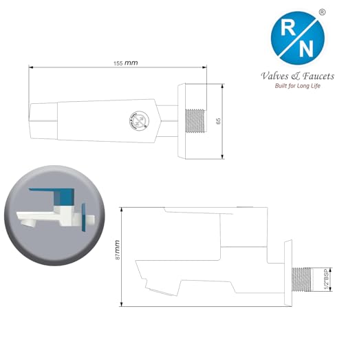 Image of RN PTMT Bib Cock for Bathroom | 15mm Foam Flow Water Tap with Flange | Luxury G20 Series Faucet | High-Grade Engineering Polymer Tap (White Marine Blue Dual, Pack of 4)