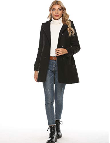 image for Tanming Women's Warm Double Breasted Wool Pea Coat Trench Coat Jacket 
