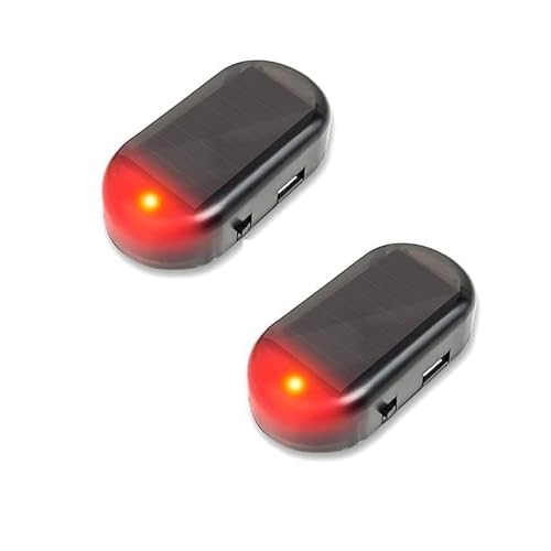 Image of 2Pcs Strobe Signal Security System,Universal Flash Warning LED Light,Alarm Car Simulation Lamp Power Fake Theft Solar Simulation Fake Anti-Theft Caution Antitheft Alarm Systems Interior Accessories