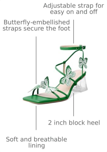 Image of Zamikoo Women's Heeled Sandals Square Open Toe Ankle Strap Block Heels Strappy Clear Heels Chunky Low Heels