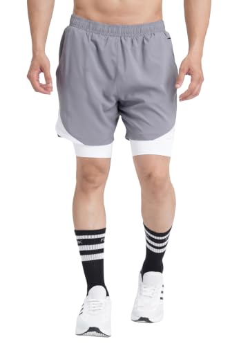 Image of FUAARK 2 in 1 Compression Shorts for Men for Gym, Sports, Running & Cycling Activities with Pocket
