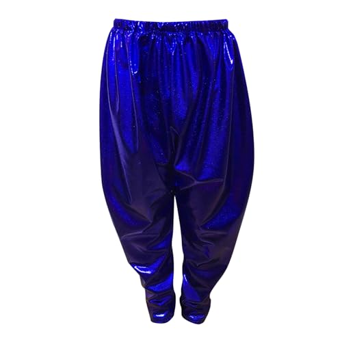 Kids Sweatpants Kids Girls Boys Metallic Harem Dance Pants Loose Fit for Modern Hip Hop Street Dancewear (Blue, 9-10 Years)