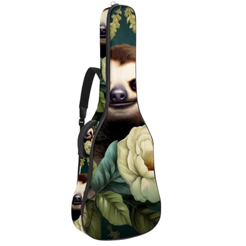 Sac de guitare acoustique étanche 41 pouces à motif paresseux mignon avec poches