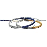 TUMYBEE Blue, Grey and Gold String Bracelet for Men and Women, Rope Lucky and Protection Handmade Tibetan Braided Tie Thread Bracelet, Sufer Woven String For Couple (Pack 2)