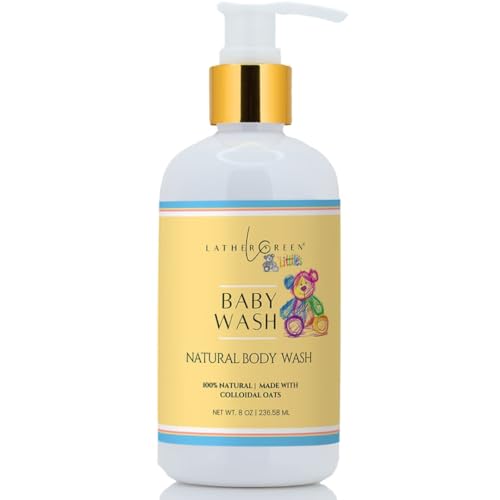 Lather Green Natural Baby Body Wash – Gentle Daily Cleanser for All Skin Types | Non-Toxic, Tear-Free Wash for Newborns, Infants & Toddlers | Hypoallergenic and Plant-Based – 8 oz
