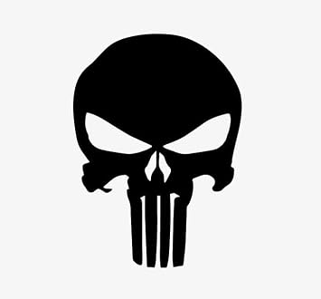 Punsher Skull Decal Vinyl Sticker for Car Truck Van Windows Laptop, White Skull Bumper Sticker | 5.5 inches Black