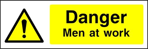 Image of PROFILESIGNS.CO Danger Men at Work Sign - BS EN ISO 7010:2020 - Self-Adhesive Vinyl, Rigid PVC, Aluminium - 300x100mm, 450x150mm, 600x200mm
