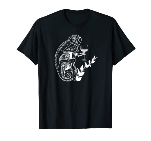 Amantes del vino camaleón divertido animal lagarto beber regalo Camiseta