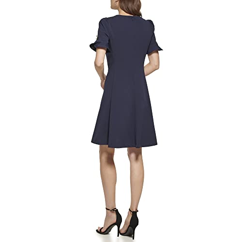 Image of DKNY Women's Flounce Sleeve Fit and Flare Dress