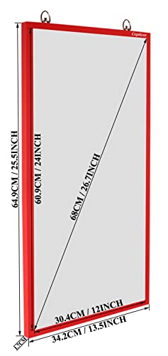 Image of Captiver Wooden Frameless Decorative Wall Hanging Rectangular Shape Mirrors (25X13 Inch Red) Home Living Room Bedroom Bathroom Washbasin Stickers Dressing Table 3D