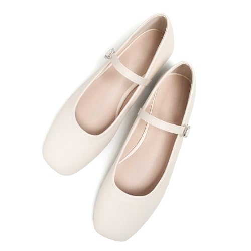 Image of LUXINYU Women's Slip on Flats,Classy Round Toe Solid Classic Mary Jane Ballet Dance Shoes Soft Comfortable PU Flat Shoes