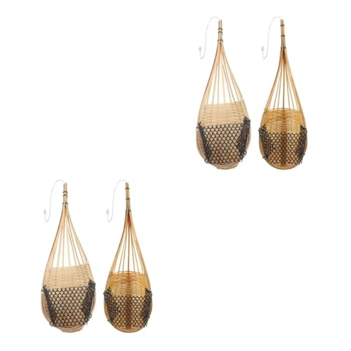 PRETYZOOM 2 Juegos Cesta Colgante De Bambú Pequeñas Macetas Colgantes Maceta De Orquídeas Cesta Colgante De Orquídeas Cesta De Orquídeas Soporte para Plantas De Pared 2 Piezas * 2