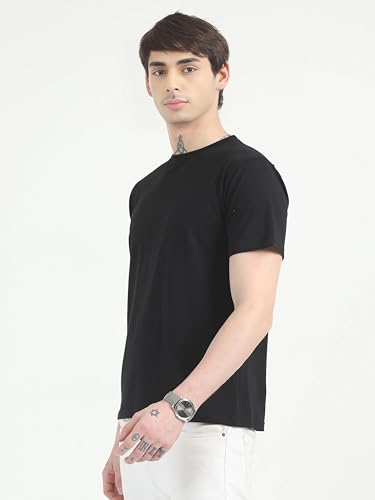 Image of Men's Plain Cotton Crew Neck T-Shirt Regular Fit Short Sleeve Tee