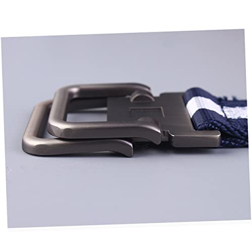 Mipcase Heavy Duty Waist Belt with Adjustable Metal Buckle Durable Nylon Web Belt for Outdoor Comfortable Fit Blue and White3