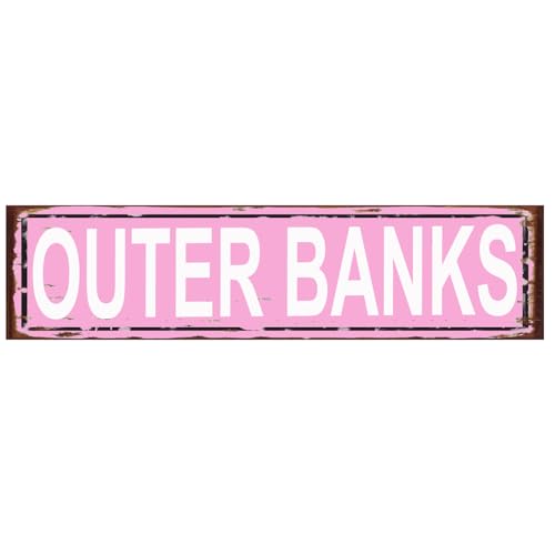 Outer Banks Sign Street Sign Retro Metal Sign for Home Bar Coffee Garden Indoor Ourdoor Decor Tin Sign Pink 16 X 4 Inch