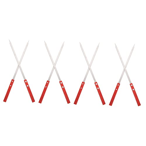 FONDOTIN 8piezas Brocheta De Barbacoa De Secuoya Brochetas Reutilizables Para Asar Pinchos Para Barbacoa De Acero Inoxidable Herramientas Para Parrilla Para Carne y Verduras