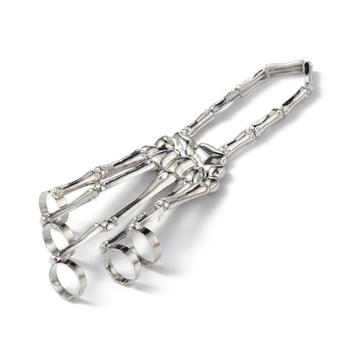 Image of Via Mazzini Alloy Punk Bikers Bones Style Long Full Fingers Ring With Bracelet For Men And Women (Ring0810) Free Size