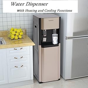 Miniatura 9 de Dispensador de agua de carga inferior, dispensador de enfriador de agua para botella de 5 galones, dispensador de agua caliente y fría con