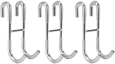 Simtive (3-Pack), Over Door Hooks for Bathroom Frameless Glass Shower Door, Towel Hooks, Shower Squeegee Hooks, Silver