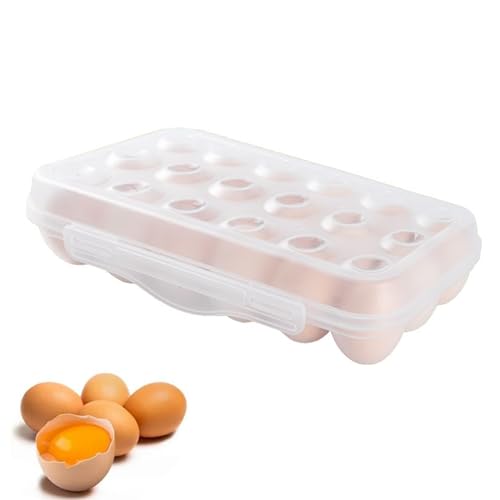 trabag Huevera para 18 huevos, almacenamiento de huevos, frigorífico, almacenamiento de huevos, de plástico, para frigorífico, caja para huevos, caja para huevos transparente, almacenamiento apilable