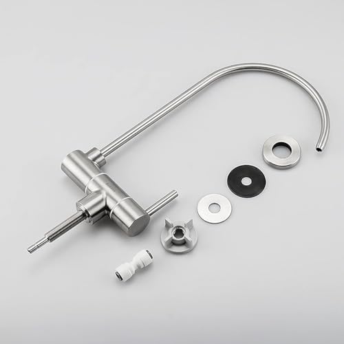Grifo de cocina de acero inoxidable cepillado con caño plegable y toma de agua filtrada 7