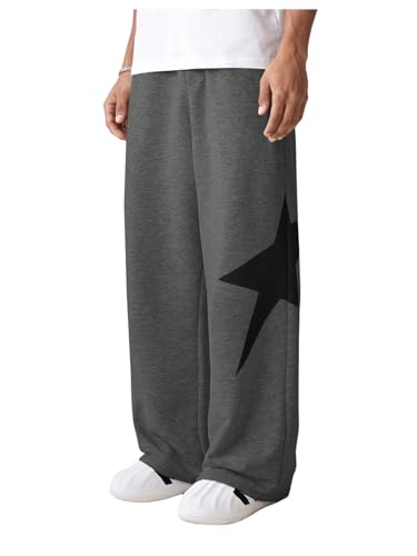 SHENHE Boy's Baggy Sweatpants Wide Leg Star Graphic Drawstring Athletic Workout Pants Trousers