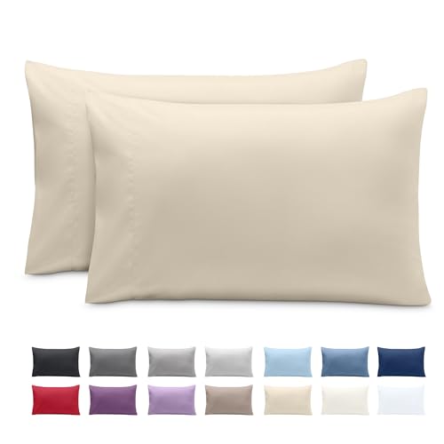 Image of Bare Home Microfiber Pillow Cases - King 20x40 - Cooling Pillowcases - Double Brushed - Easy Care - Envelope Closure (King Pillowcase Set of 2, Sand)