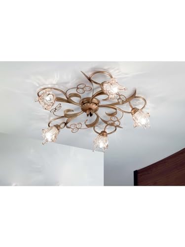 Plafonnier en fer forgé cristal or DP264 pour illuminer un salon sombre avec élégance