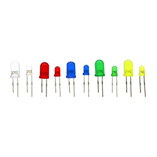 REXQualis LED Light Emitting Diodes 3mm and 5mm Electronic Parts Assorted Kit 5 Colors 300pcs