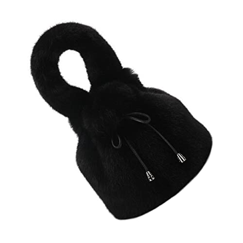 Sling bag sacoche bandoulière Healvian en peluche noir pour femme