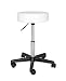 Produktbild dibea Rollhocker 360° drehbar, höhenverstellbarer Arbeitshocker gepolstert, weiss, 44-62 cm