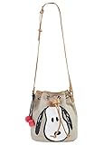 CODELLO Damen Tasche, Beuteltasche | Snoopy-Design | 100% Baumwolle Canvas | 27 x 32 x 18 cm beige 25 x 27 cm